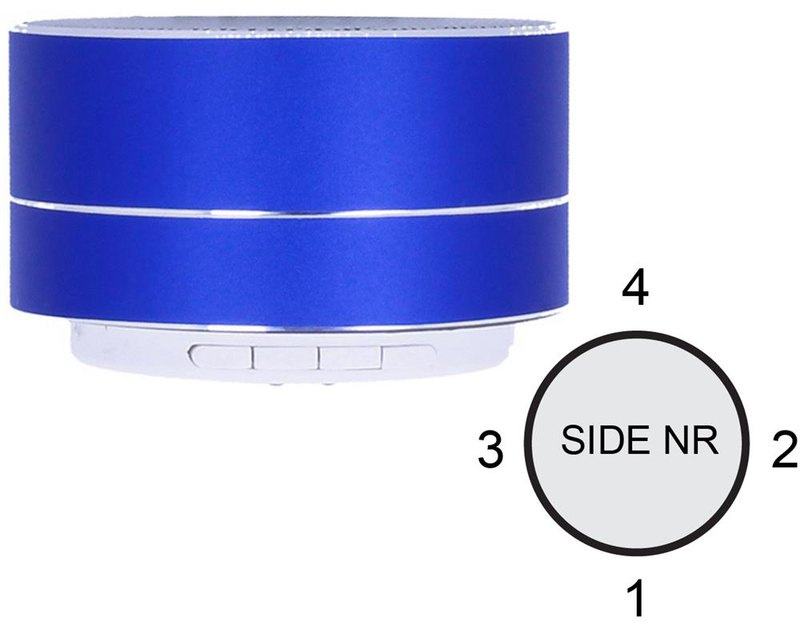 Enceinte sans fil 3 W: Emplacement du logo — Face 1 du produit: Zone inférieure