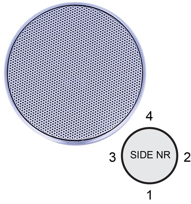 Enceinte sans fil 3 W: Emplacement du logo – dessus du produit