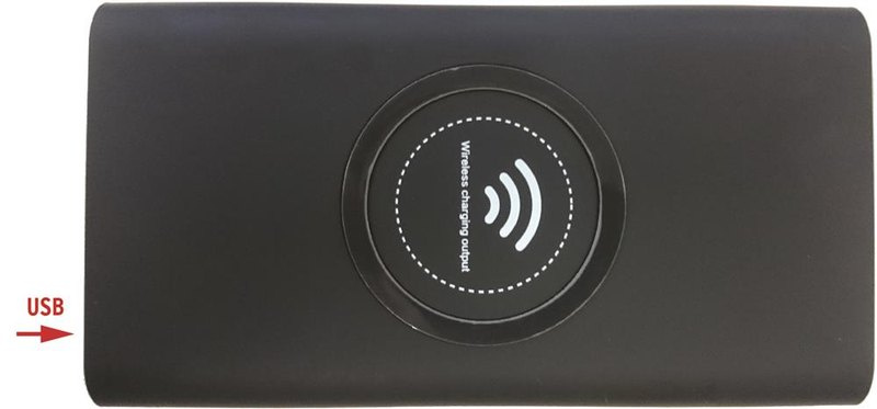 Batterie externe sans fil Type-C: Emplacement du logo — Partie supérieure droite du produit