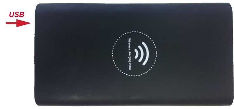Batterie externe sans fil Type-C: Emplacement du logo – partie inférieure gauche du produit