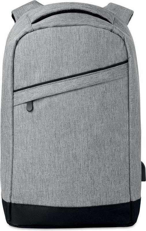 Sac à dos à 2 tons avec prise USB: Emplacement du logo – partie supérieure de la face avant du produit