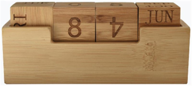 Calendrier en bambou: Emplacement du logo – face avant du produit