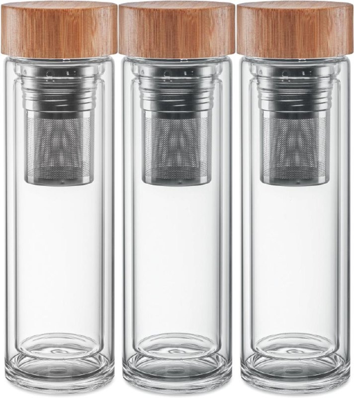 Bouteille en verre à double paroi 400 ml München: Sérigraphie circulaire – autour du produit