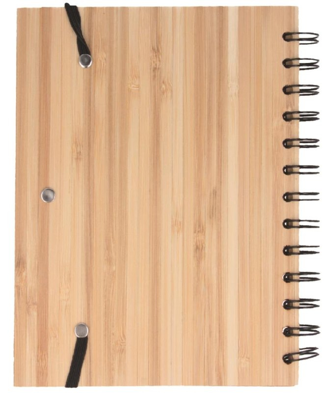 Carnet ligné en bambou avec stylo BAMBLOC: Emplacement du logo – face arrière du produit