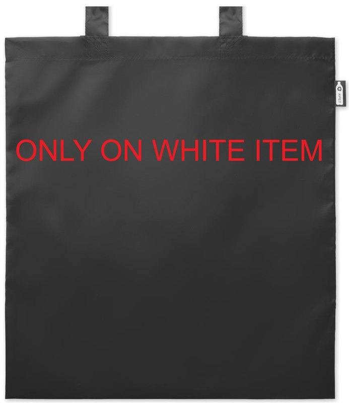 Sac de courses en RPET: Emplacement du logo — Avant, sur le blanc