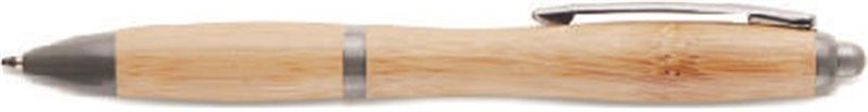 Stylo à bille en ABS et bambou: Emplacement du logo — corps du stylo, lecture pour droitier