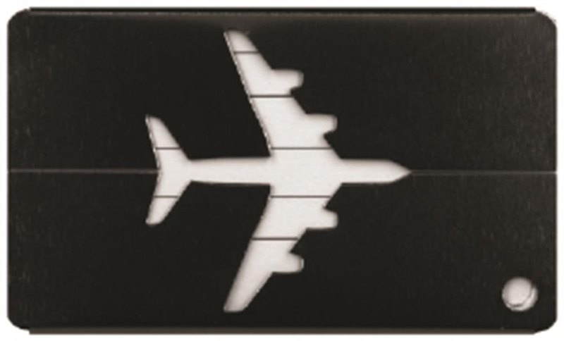Étiquette de bagage en aluminium: Emplacement du logo — Avion, dessous gauche
