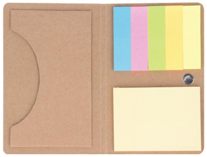 Porte-cartes avec ensemble de notes adhésives: Emplacement du logo – poche