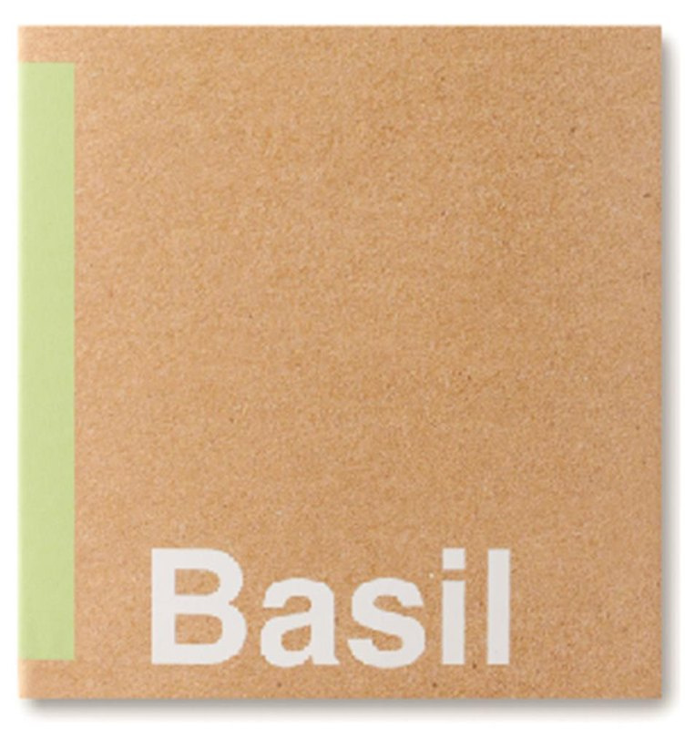 Terreau avec graines « BASIL »: Emplacement du logo – partie supérieure de la face avant du produit