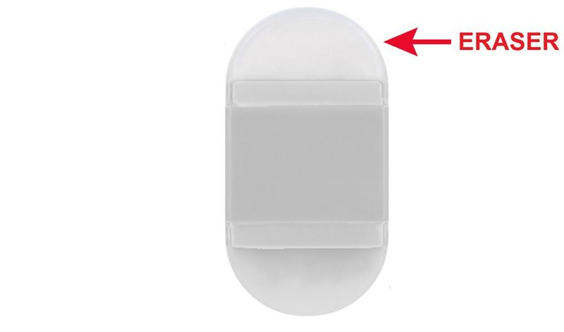 Taille-crayon et gomme: Emplacement du logo – partie supérieure de la face avant du produit