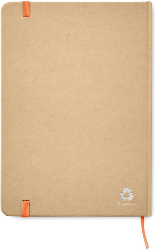 Carnet A5 recyclé 80 feuilles lignées: Emplacement du logo – face arrière du produit