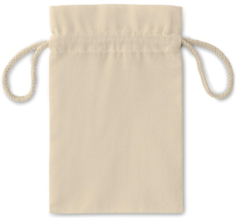 Petit sac en coton à cordon: Emplacement du logo – face avant du produit
