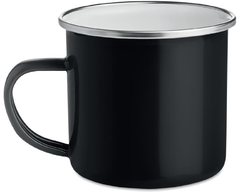 Mug métallique émaillé: Emplacement du logo — lecture pour gaucher