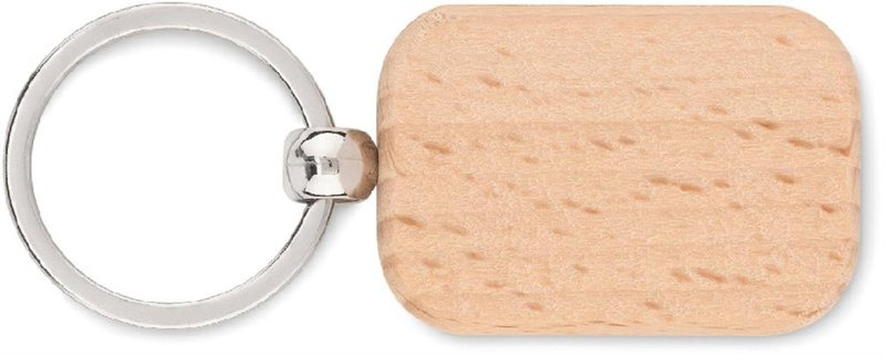 Porte-clés rectangulaire en bois Bauska: Emplacement du logo – face 2 du produit
