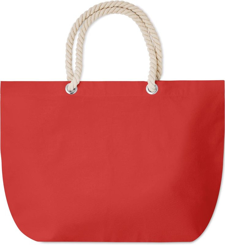 Sac de plage avec anses en corde: Emplacement du logo – face 1 du produit