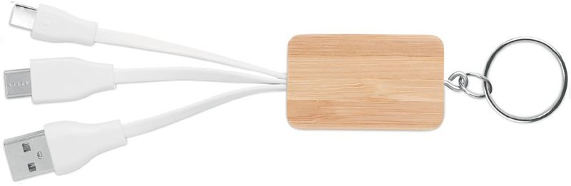 Câble en bambou 3 en 1: Emplacement du logo – face 1 du produit
