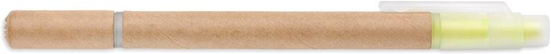 Stylo et surligneur 2 en 1 en carton: Emplacement du logo — corps du stylo, lecture pour droitier