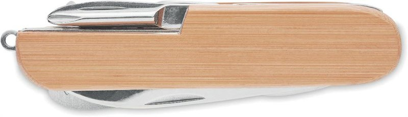 Couteau de poche multifonction en bambou: Emplacement du logo – face arrière du produit