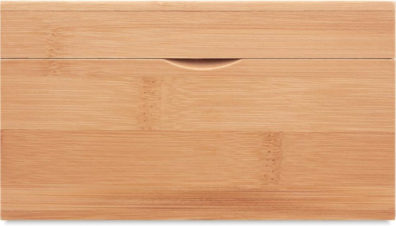 Boîte à thé en bambou: Emplacement du logo – face avant du produit