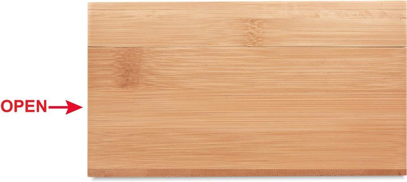 Boîte à thé en bambou: Emplacement du logo – côté droit du produit