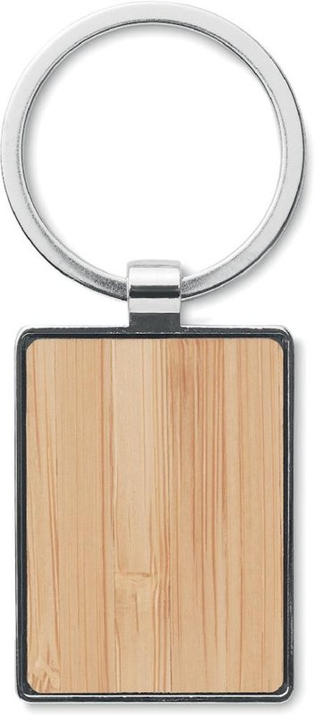 Porte-clés rectangulaire en bambou WEST: Emplacement du logo – face avant du produit