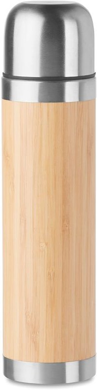Bouteille isotherme à double paroi avec habillage en bambou 400 ml CHAN BAMBOO: Emplacement du logo — Bouteille: Face avant