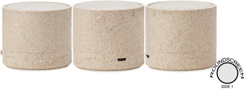Enceinte 3 W en paille de blé/ABS: Sérigraphie circulaire – autour du produit