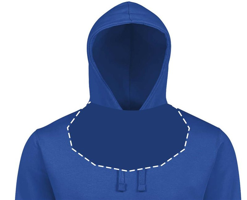 Sweat à capuche SPENCER 280 g: Emplacement du logo — à l’intérieur du produit