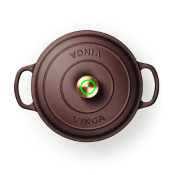 Cocotte VINGA Monte en fonte émaillée de 5,5 l: Emplacement du logo – dessus du produit