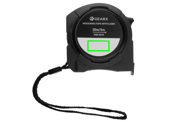 Mètre ruban Gear X de 5 m avec télémètre laser de 30 m: Emplacement du logo – face avant du produit