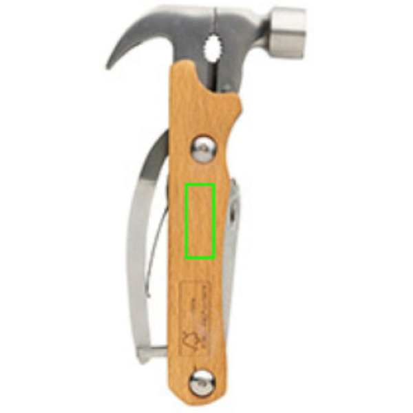 Marteau multifonction en bois: Emplacement du logo – face arrière du produit