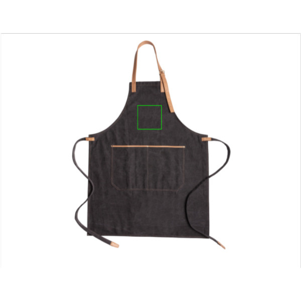 Tablier de chef haut de gamme en toile: Emplacement du logo – partie supérieure de la face avant du produit