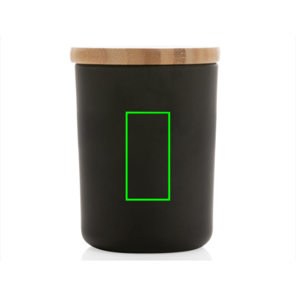 Ukiyo Deluxe parfümierte Kerze mit Bambusdeckel: Logoposition – Rückseite des Produkts