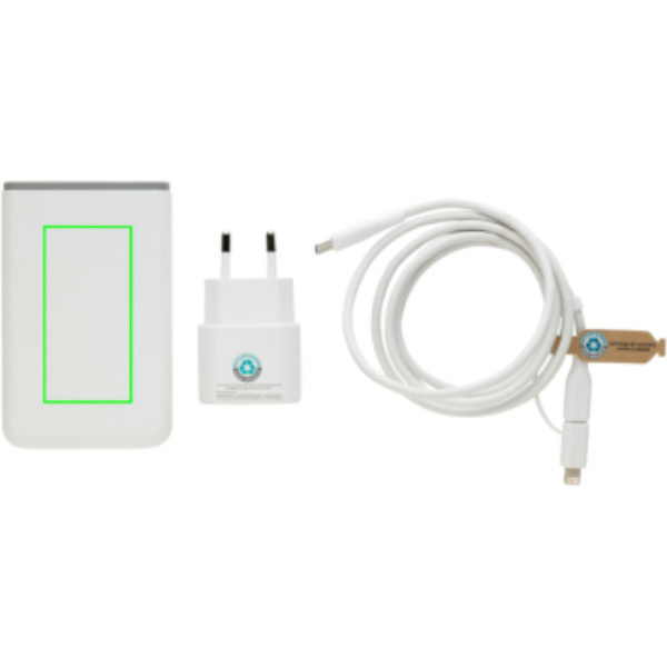 Ensemble de charge Surge de 3 pièces Type-C de 20 W en PET recyclé RCS: Emplacement du logo – face avant du produit