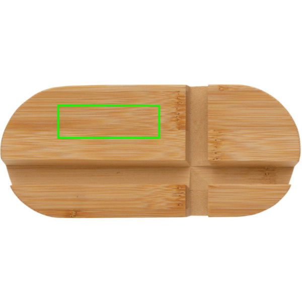 Support de tablette et téléphone en bambou: Emplacement du logo — Partie supérieure gauche du produit