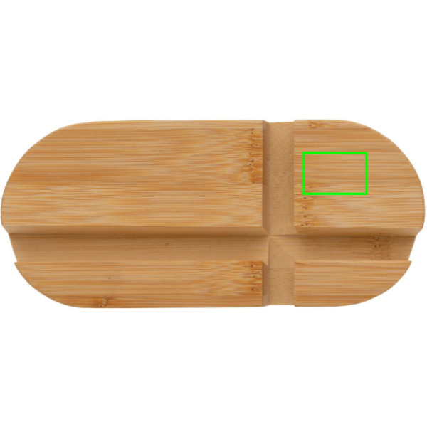 Support de tablette et téléphone en bambou: Emplacement du logo — Partie supérieure droite du produit