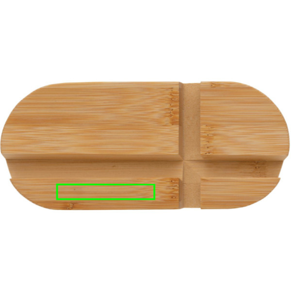 Support de tablette et téléphone en bambou: Emplacement du logo – partie inférieure gauche du produit