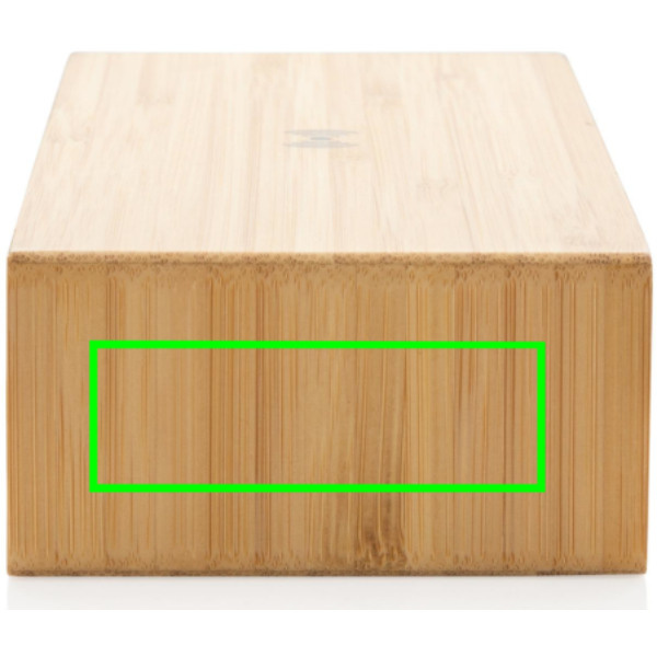 Réveil en bambou avec chargeur sans fil de 5 W: Emplacement du logo – côté droit du produit
