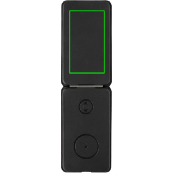 Chargeur sans fil magnétique Swiss Peak 3-en-1 de 15 W en PU recyclé RCS: Emplacement du logo — à l’intérieur du produit