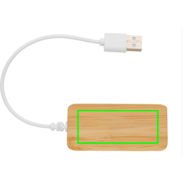 Hub en bambou avec port USB-C: Emplacement du logo – dessus du produit