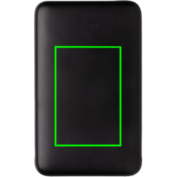 5.000 mAh Powerbank mit integriertem Kabel: Logoposition – Vorderseite des Produkts