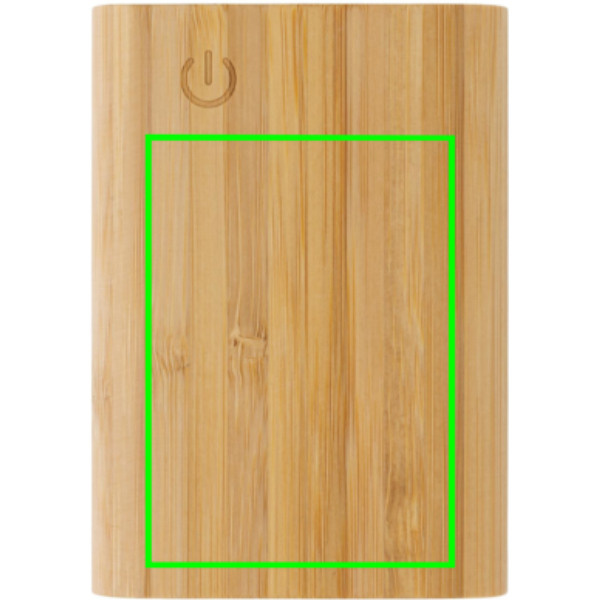 Batterie externe de 5000 mAh en bambou: Emplacement du logo – face avant du produit