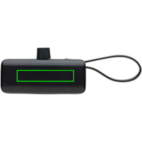 Batterie externe Powerlink de 3000 mAh en plastique recyclé RCS avec connecteur USB-C: Emplacement du logo – face avant du produit