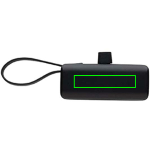 Batterie externe Powerlink de 3000 mAh en plastique recyclé RCS avec connecteur USB-C: Emplacement du logo – face arrière du produit