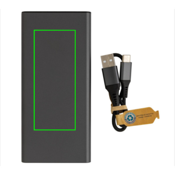 Terra RCS pārstrādāta 18 W alumīnija jauda 10 000 mAh: Logotipa izvietojums – izstrādājuma priekšpuse