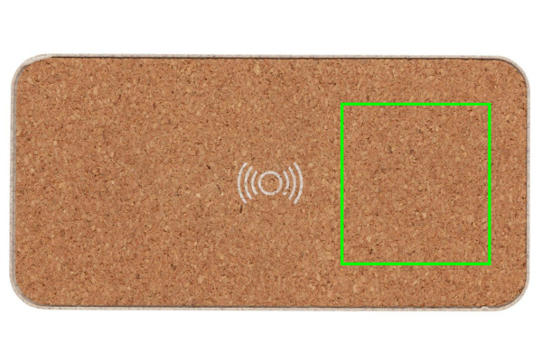 Enceinte avec charge sans fil en paille de blé: Emplacement du logo — Partie supérieure droite du produit