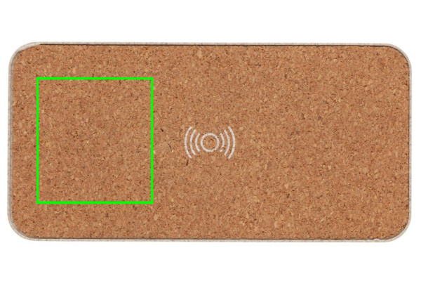 Enceinte avec charge sans fil en paille de blé: Emplacement du logo — Partie supérieure gauche du produit