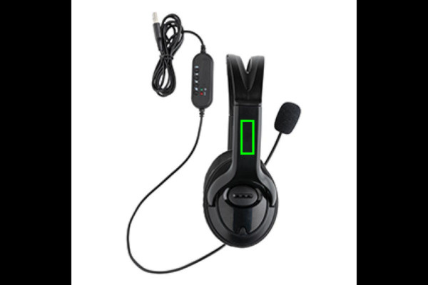 Over ear wired work headset: Logo position – strap: right side