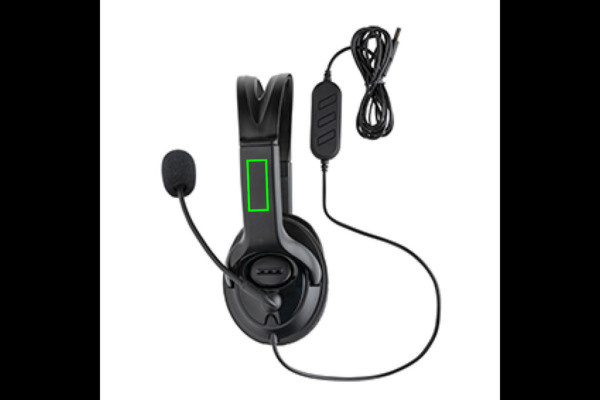 Over ear wired work headset: Logo position – strap: left side
