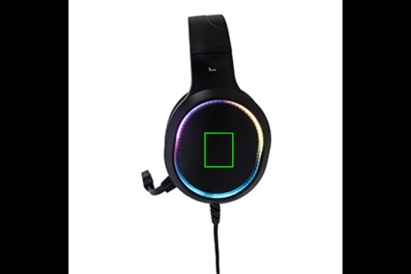 RGB gaming headset: Logotypens placering – produktens vänstra sida